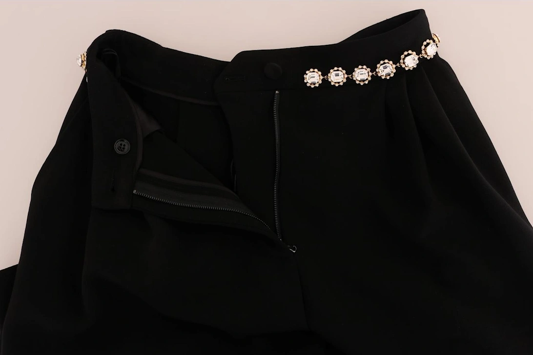 Dolce Gabbana Crystal Trousers WideLeg Women - Black Jeans