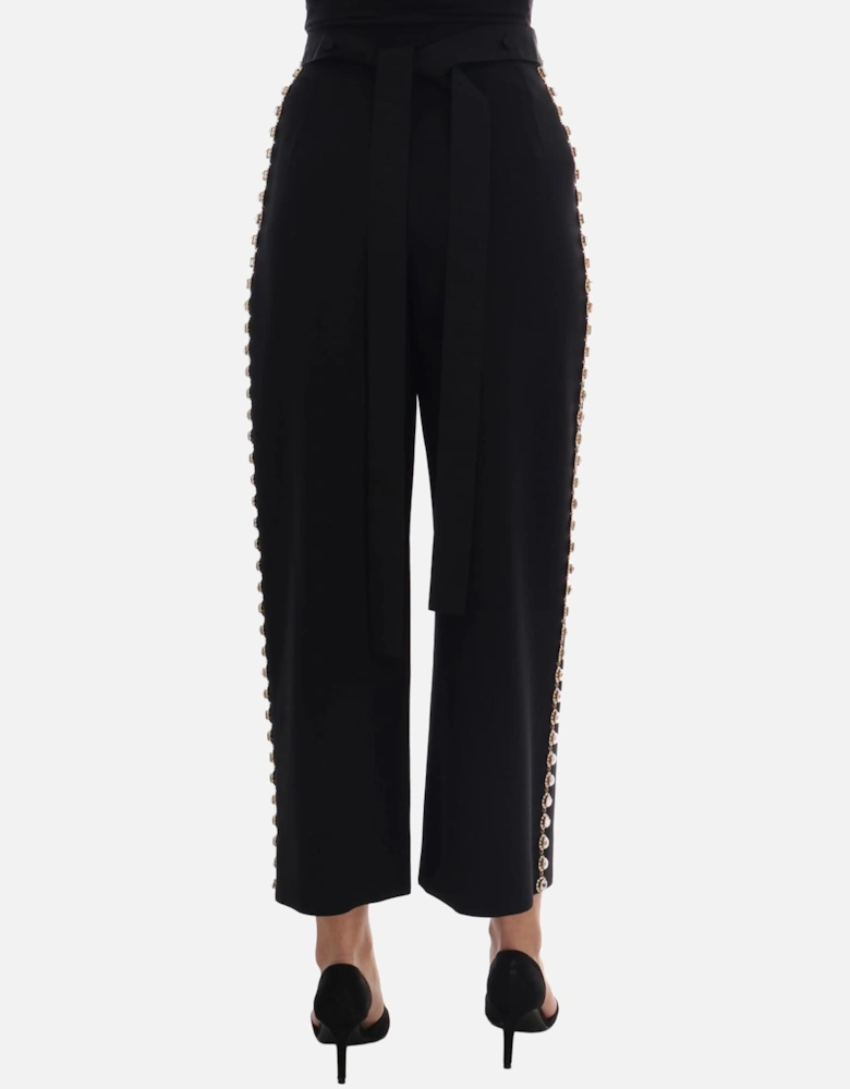 Dolce Gabbana Crystal Trousers WideLeg Women - Black Jeans