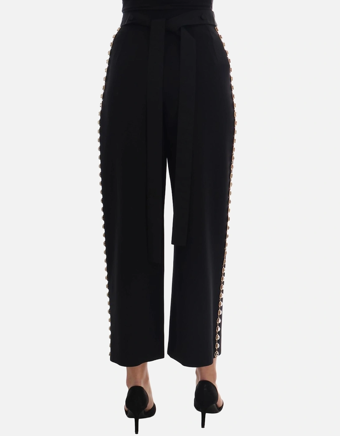 Dolce Gabbana Crystal Trousers WideLeg Women - Black Jeans