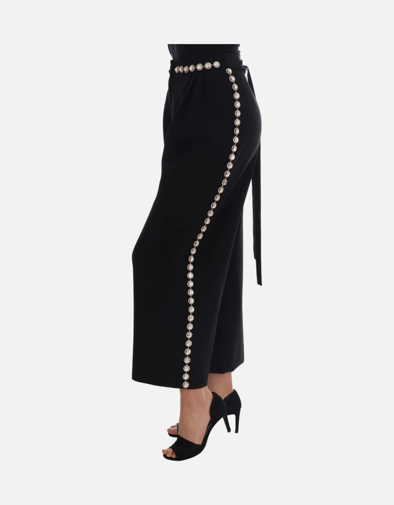 Dolce Gabbana Crystal Trousers WideLeg Women - Black Jeans