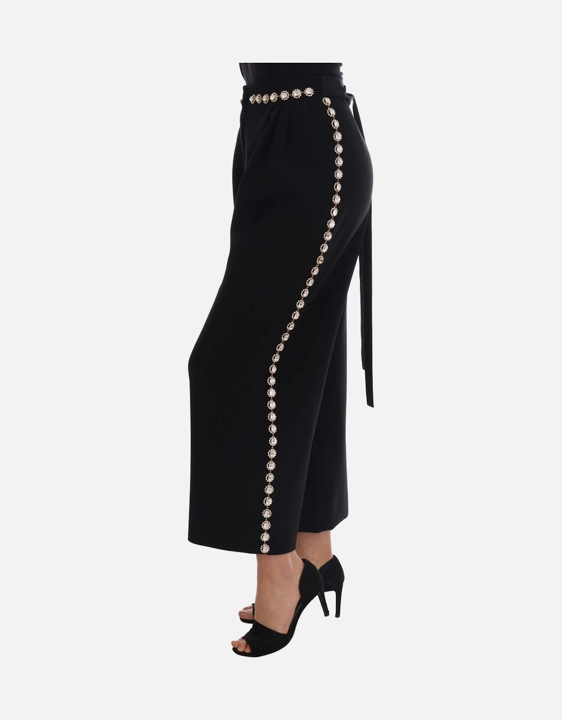 Dolce Gabbana Crystal Trousers WideLeg Women - Black Jeans