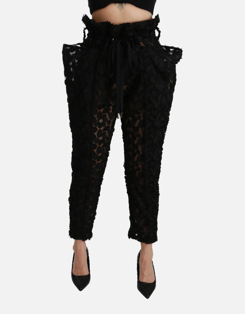 Dolce Gabbana Floral Lace Trousers PAN70946 Women - Black Jeans