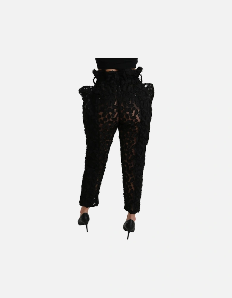 Dolce Gabbana Floral Lace Trousers PAN70946 Women - Black Jeans
