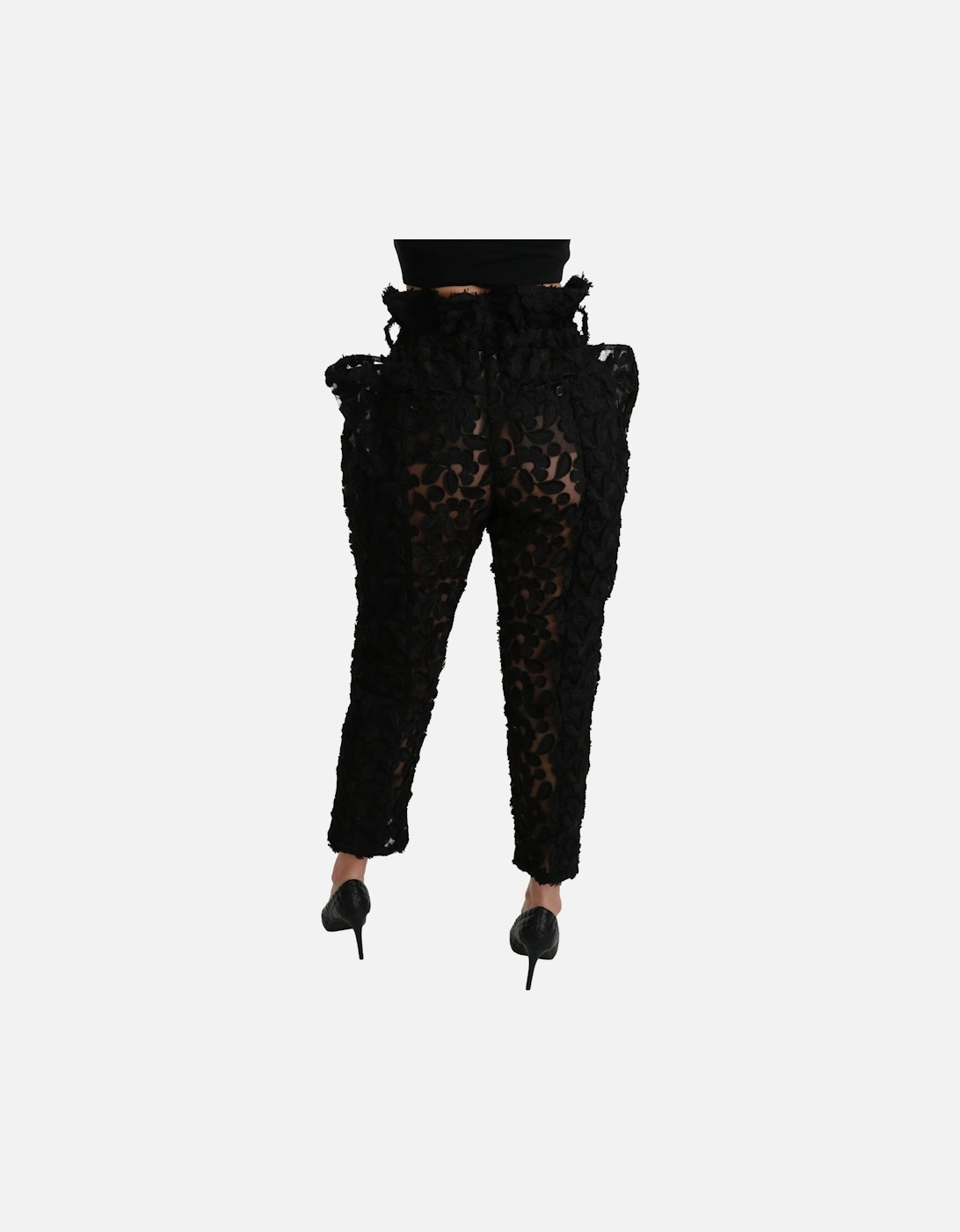 Dolce Gabbana Floral Lace Trousers PAN70946 Women - Black Jeans