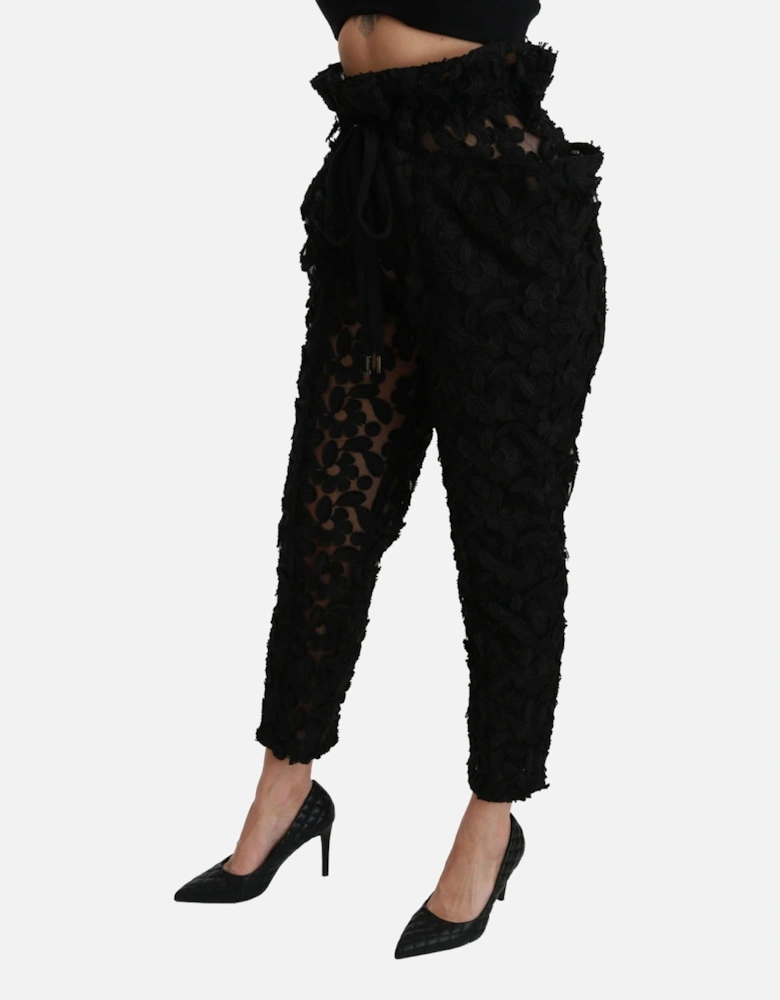 Dolce Gabbana Floral Lace Trousers PAN70946 Women - Black Jeans