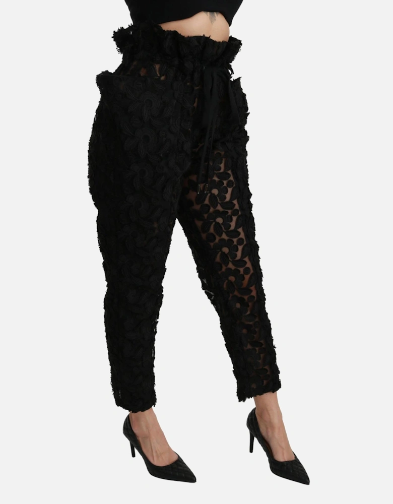 Dolce Gabbana Floral Lace Trousers PAN70946 Women - Black Jeans