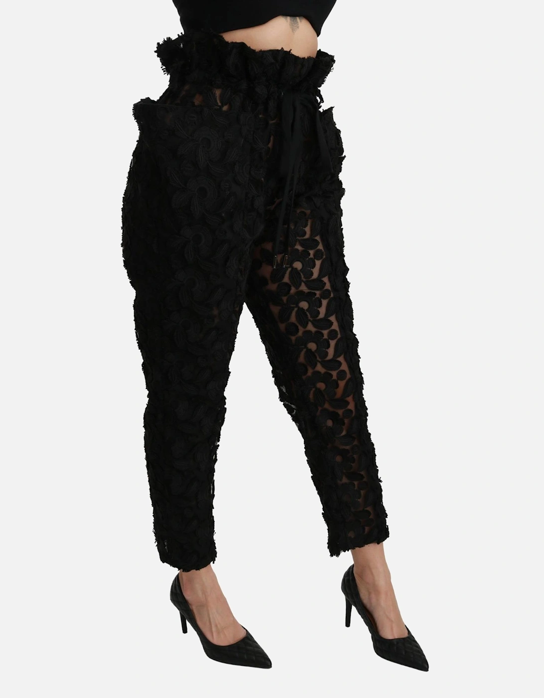 Dolce Gabbana Floral Lace Trousers PAN70946 Women - Black Jeans