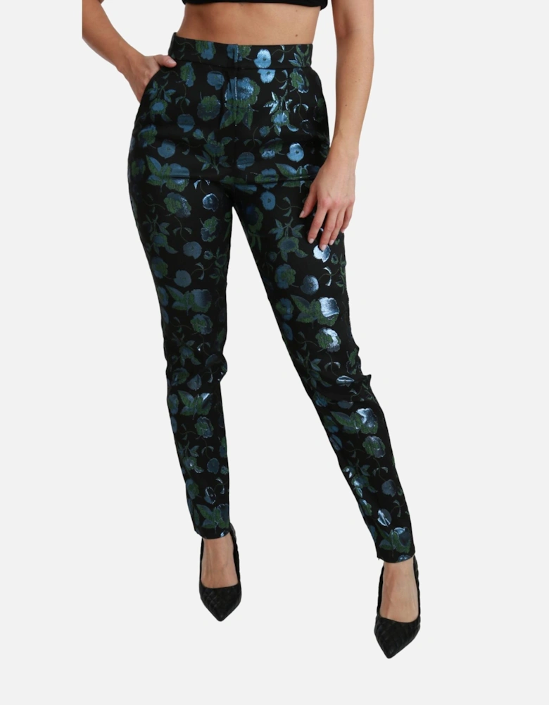 Dolce Gabbana Floral Print Trousers Slim Fit Women - Black Jeans