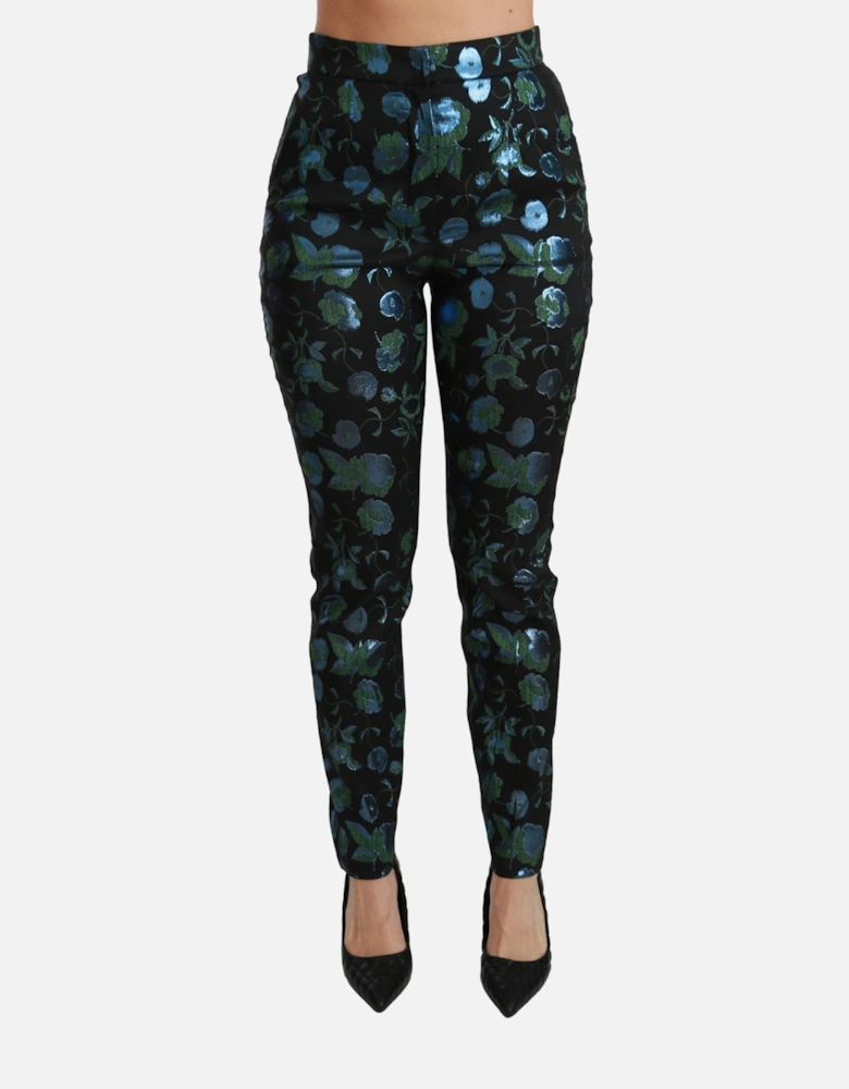 Dolce Gabbana Floral Print Trousers Slim Fit Women - Black Jeans