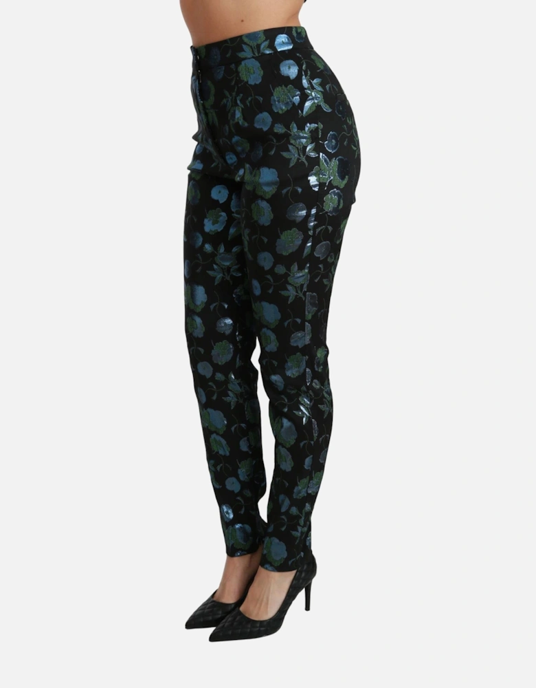 Dolce Gabbana Floral Print Trousers Slim Fit Women - Black Jeans