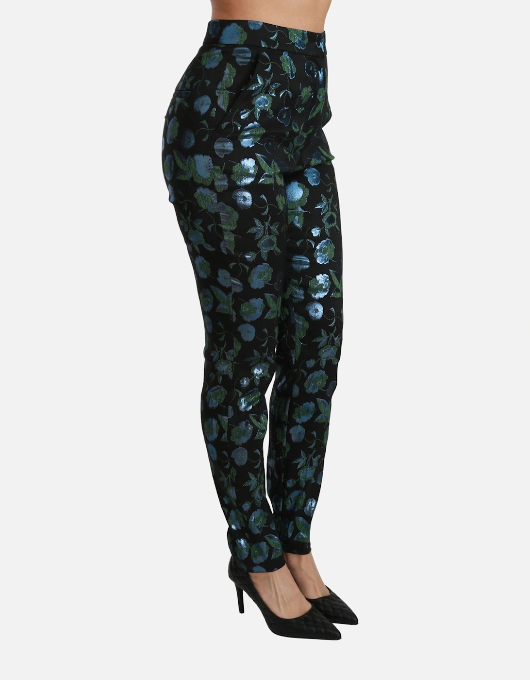 Dolce Gabbana Floral Print Trousers Slim Fit Women - Black Jeans