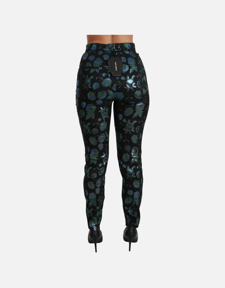 Dolce Gabbana Floral Print Trousers Slim Fit Women - Black Jeans