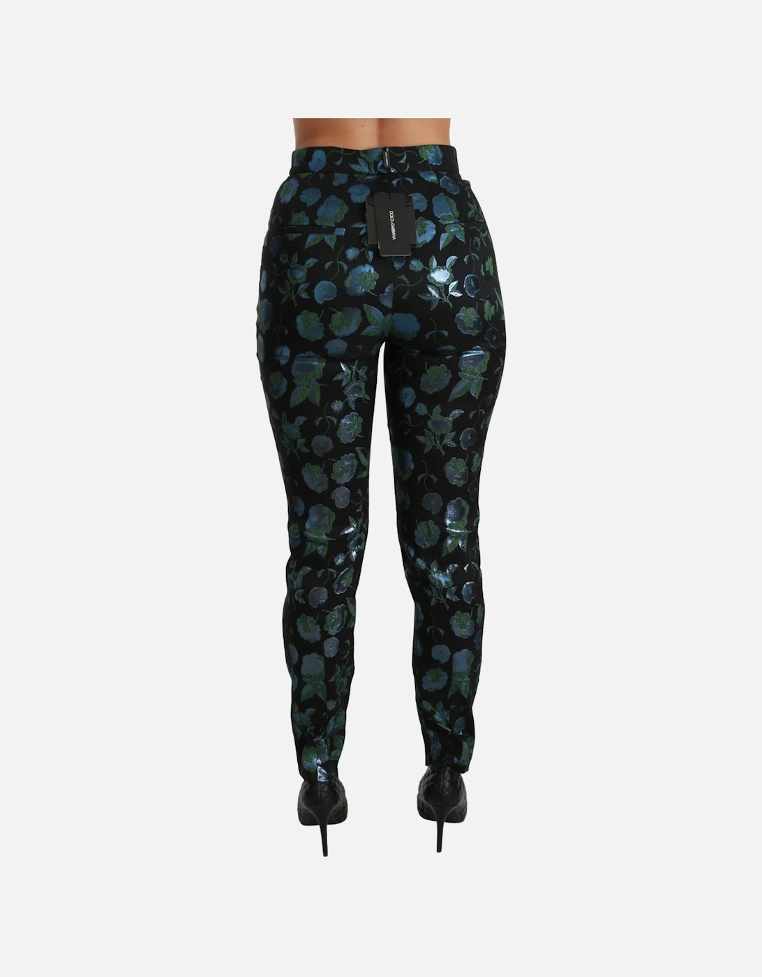 Dolce Gabbana Floral Print Trousers Slim Fit Women - Black Jeans
