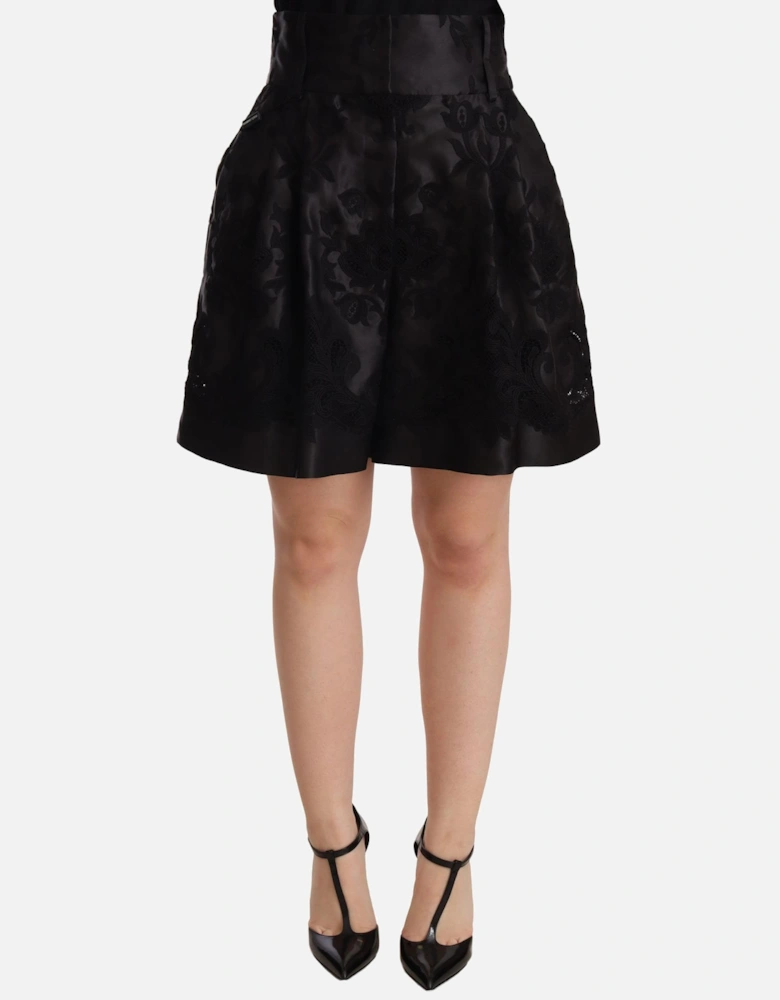 Dolce Gabbana Shorts Floral Embroidery Women - Black