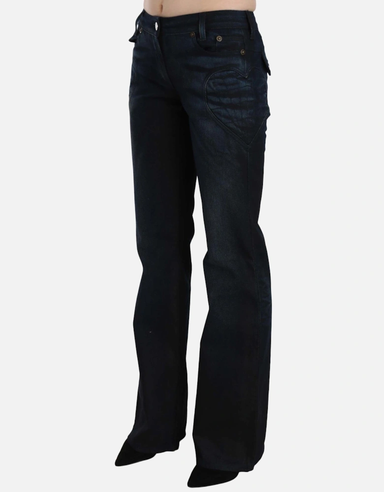 PAN70375 Heart Detail Flared Jeans Women - Blue Jeans