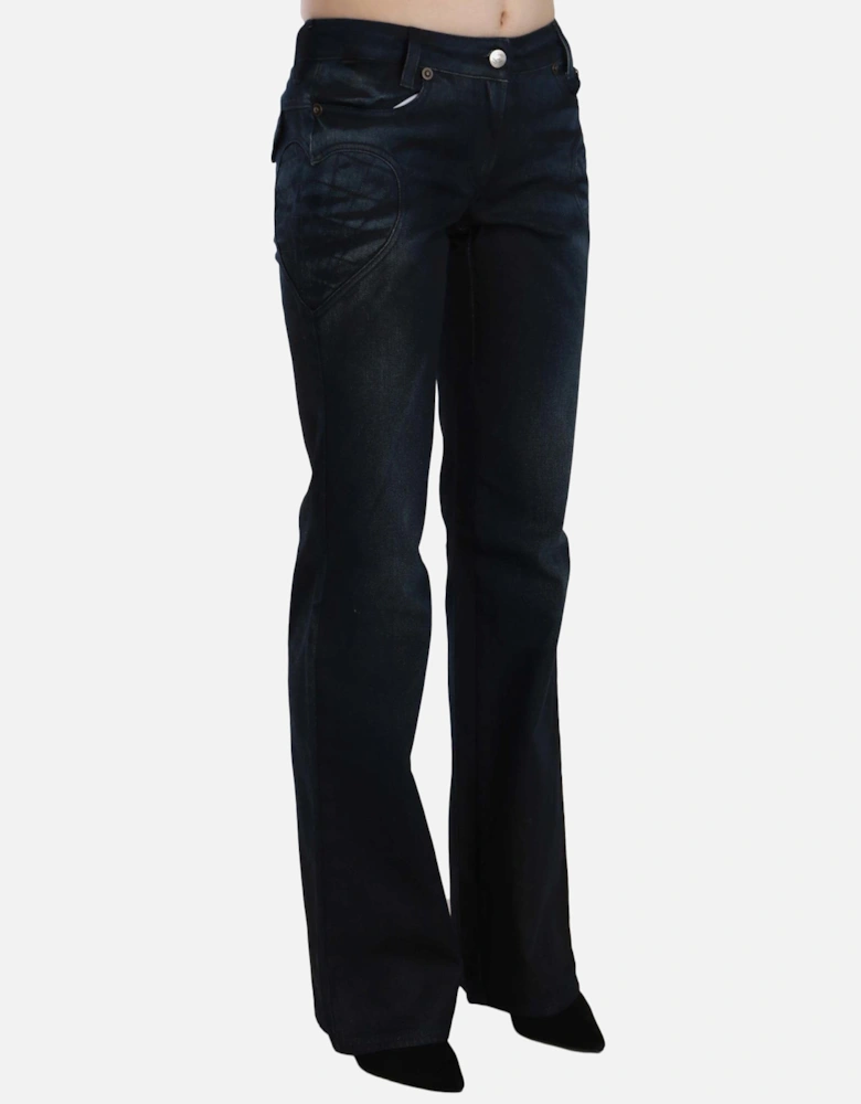 PAN70375 Heart Detail Flared Jeans Women - Blue Jeans