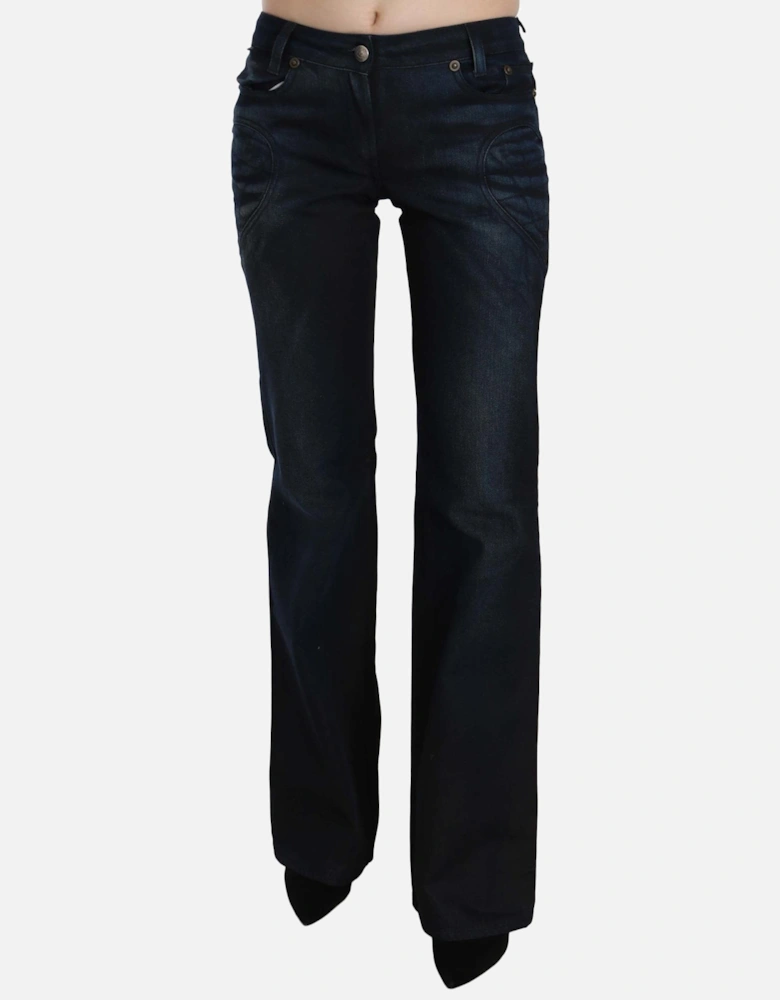 PAN70375 Heart Detail Flared Jeans Women - Blue Jeans