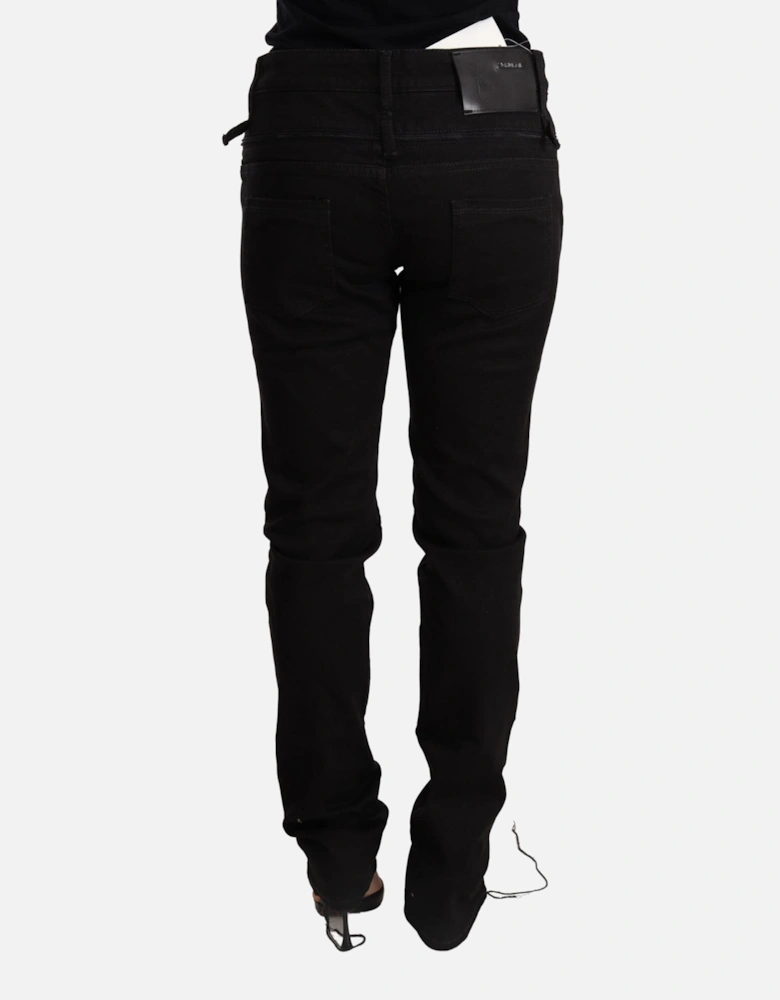 Low Waist Skinny Denim Jeans with Zipper Closure Women - Black Jeans
