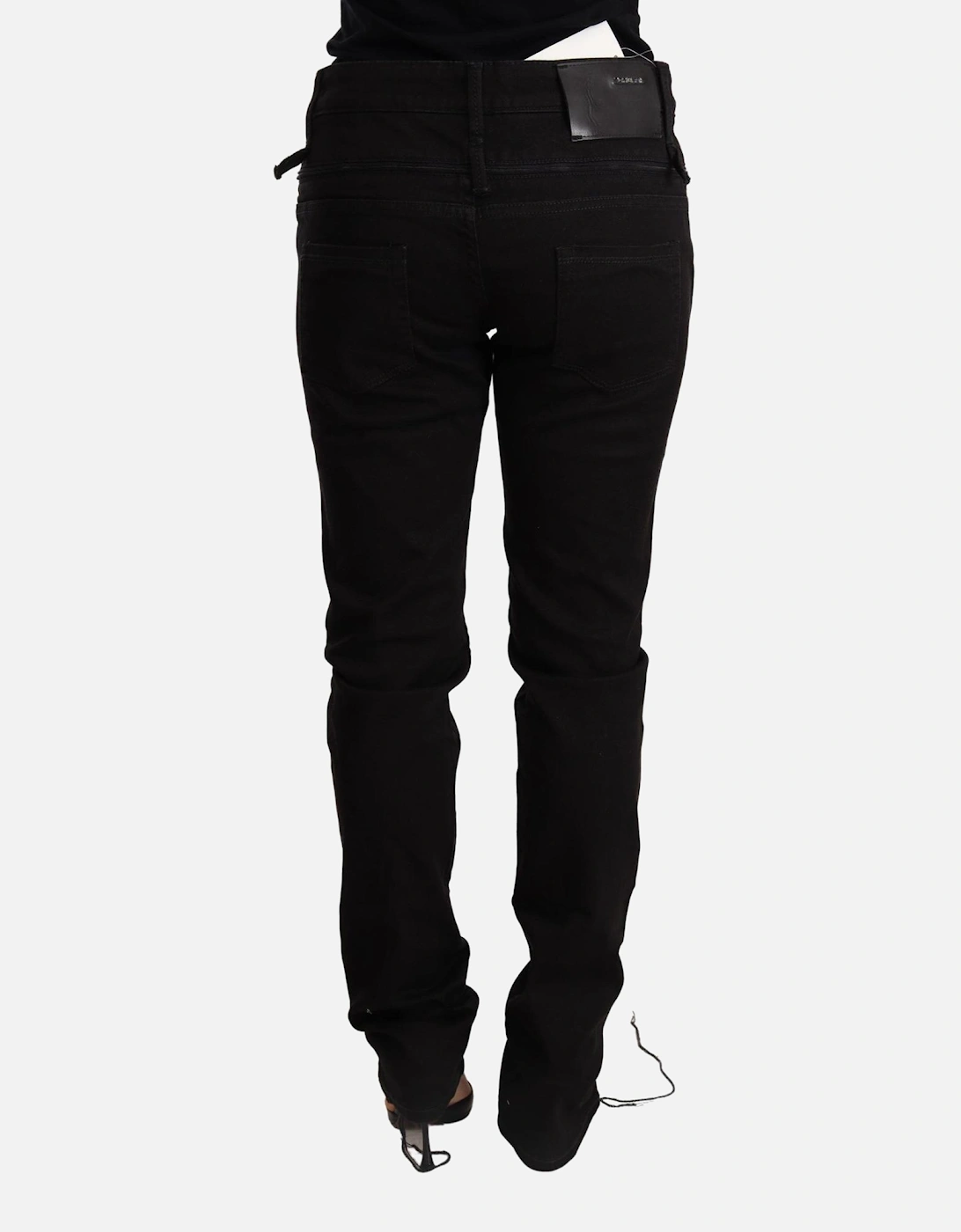 Low Waist Skinny Denim Jeans with Zipper Closure Women - Black Jeans