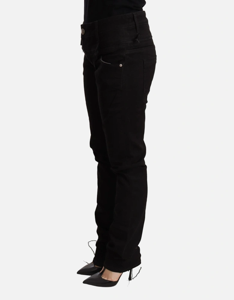 Low Waist Skinny Denim Jeans with Zipper Closure Women - Black Jeans