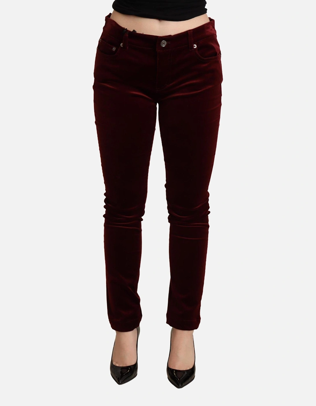 Velvet TrousersBurgundy Women - Red Jeans, 4 of 3