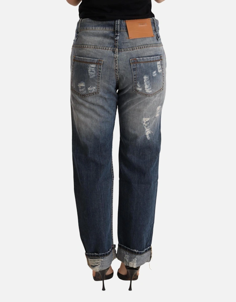 Boyfriend Jeans Distressed Ripped Women - Blue Jeans