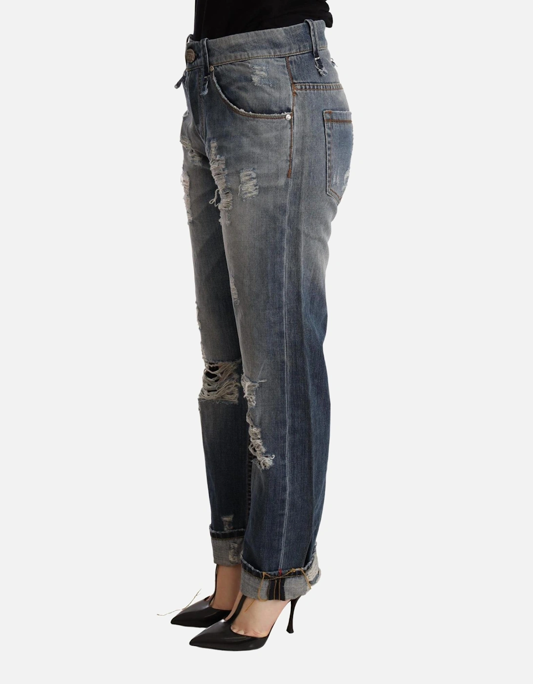 Boyfriend Jeans Distressed Ripped Women - Blue Jeans