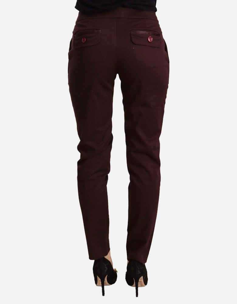 Burgundy SlimStraight Pants Women - Brown Jeans