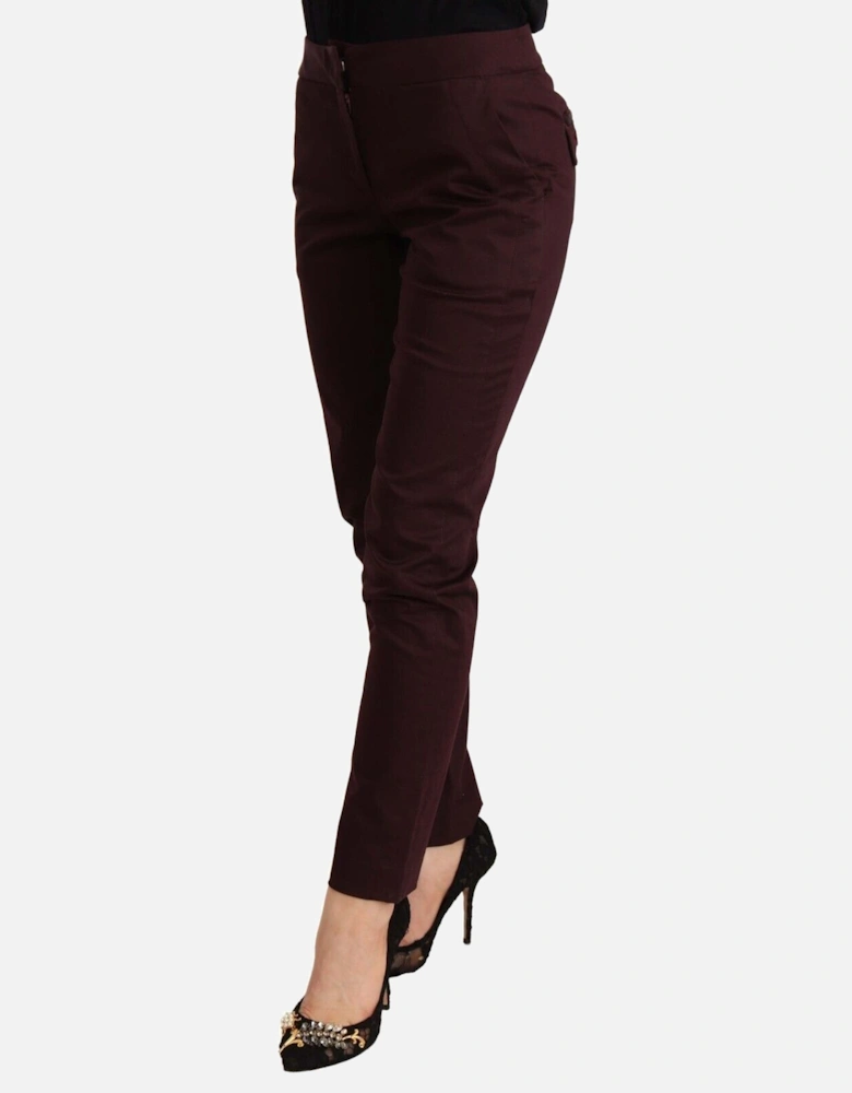 Burgundy SlimStraight Pants Women - Brown Jeans