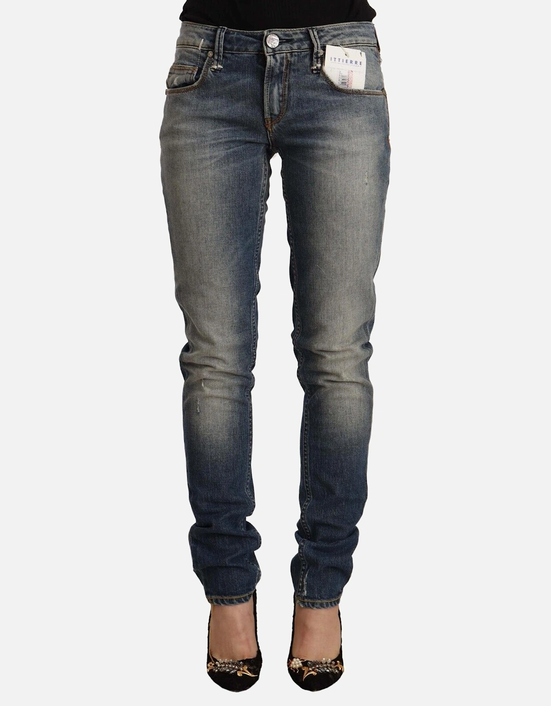 Skinny Fit Washed Denim Jeans Women - Blue Jeans, 4 of 3