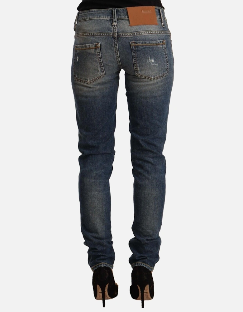 Skinny Fit Washed Denim Jeans Women - Blue Jeans
