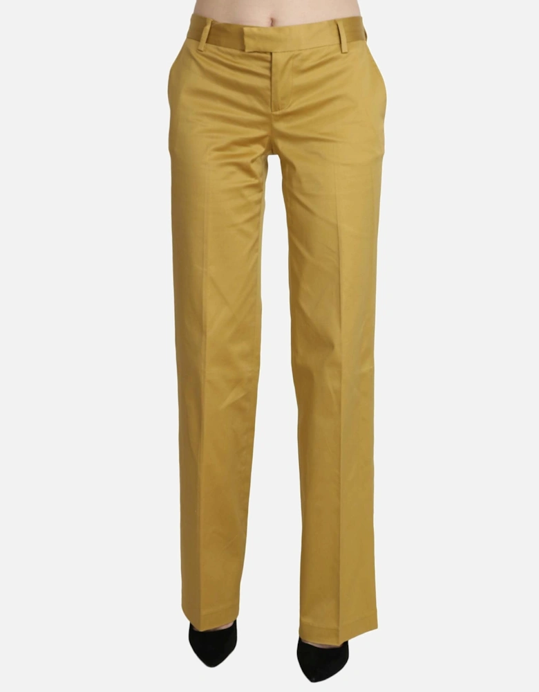 Mid Waist Straight Formal Pants Women - Yellow Jeans