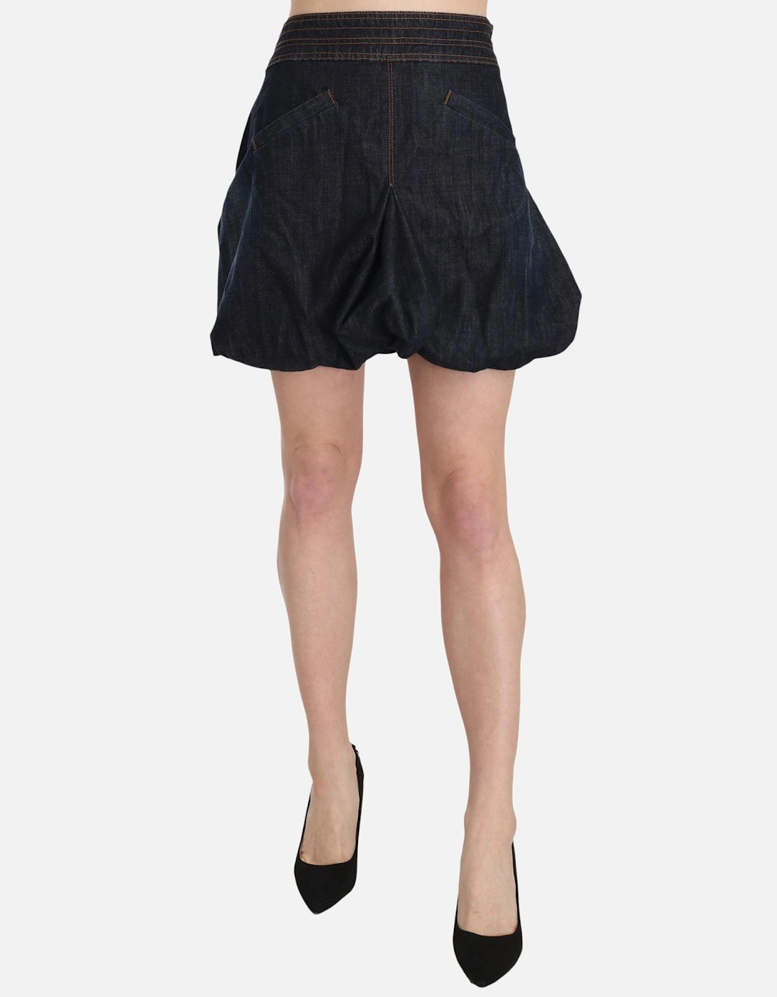 Denim Mini Skirt Balloon Hem Women - Blue, 5 of 4