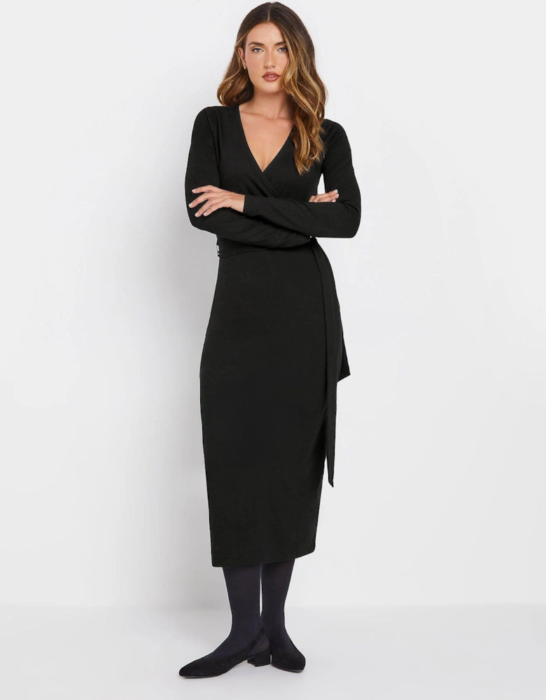 Tall Wrap Midi Dress - Black