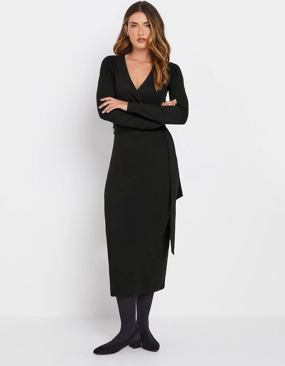 Tall Wrap Midi Dress - Black, 2 of 1