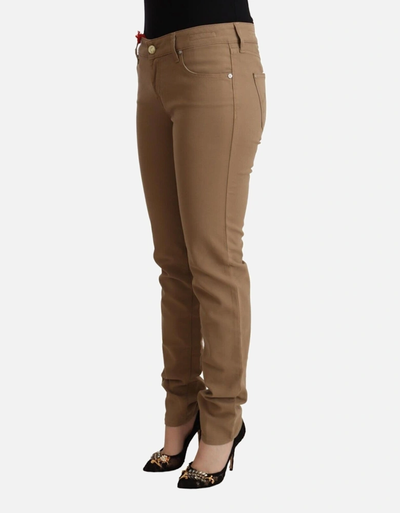 PAN72117 Slim Fit Brown Jeans Women Jeans