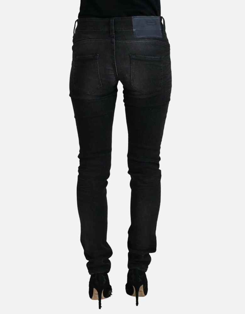 Low Waist Straight Denim Pants Women - Black Jeans