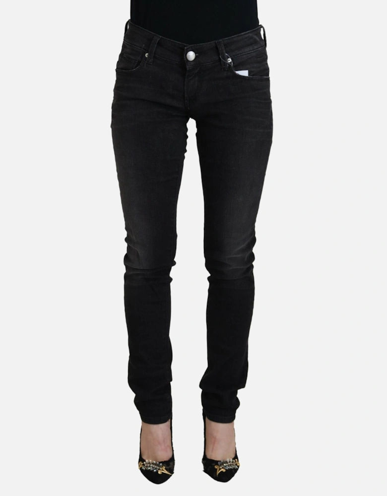 Low Waist Straight Denim Pants Women - Black Jeans