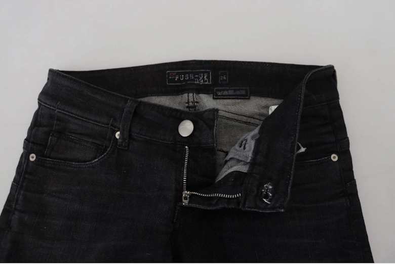 Low Waist Straight Denim Pants Women - Black Jeans