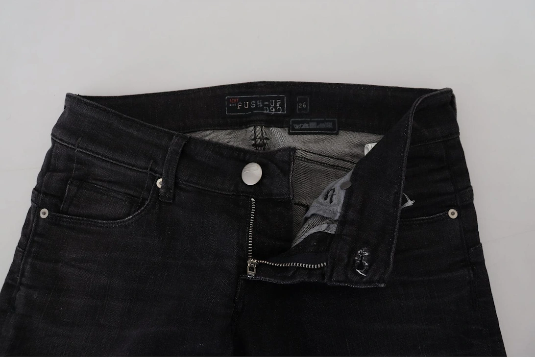 Low Waist Straight Denim Pants Women - Black Jeans