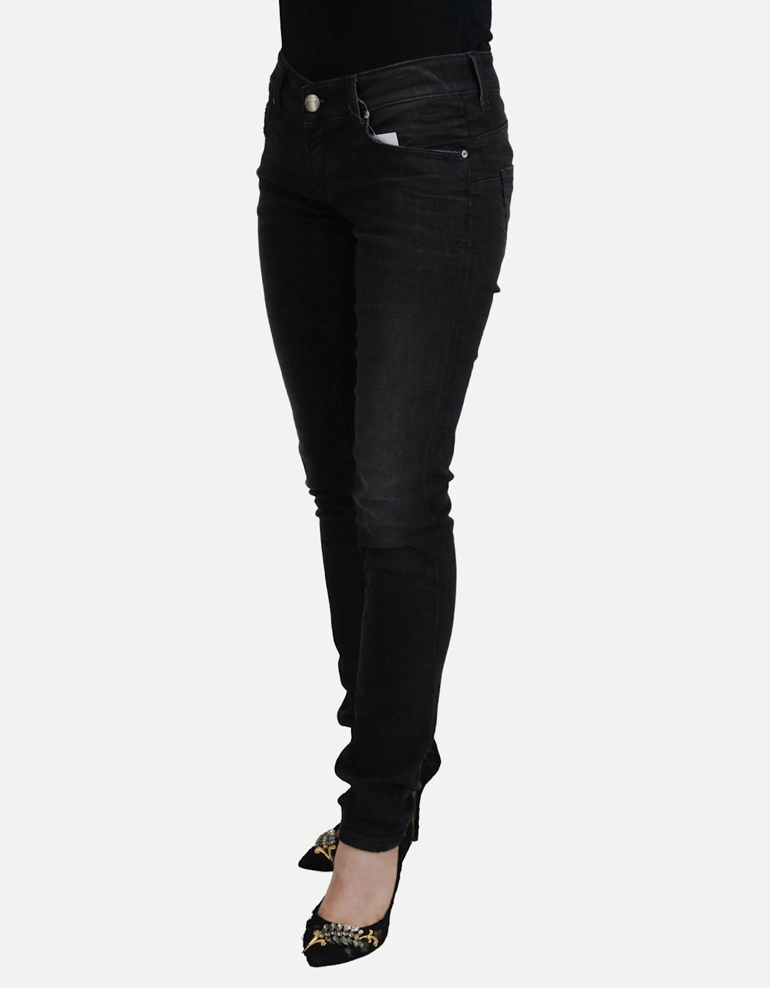 Low Waist Straight Denim Pants Women - Black Jeans