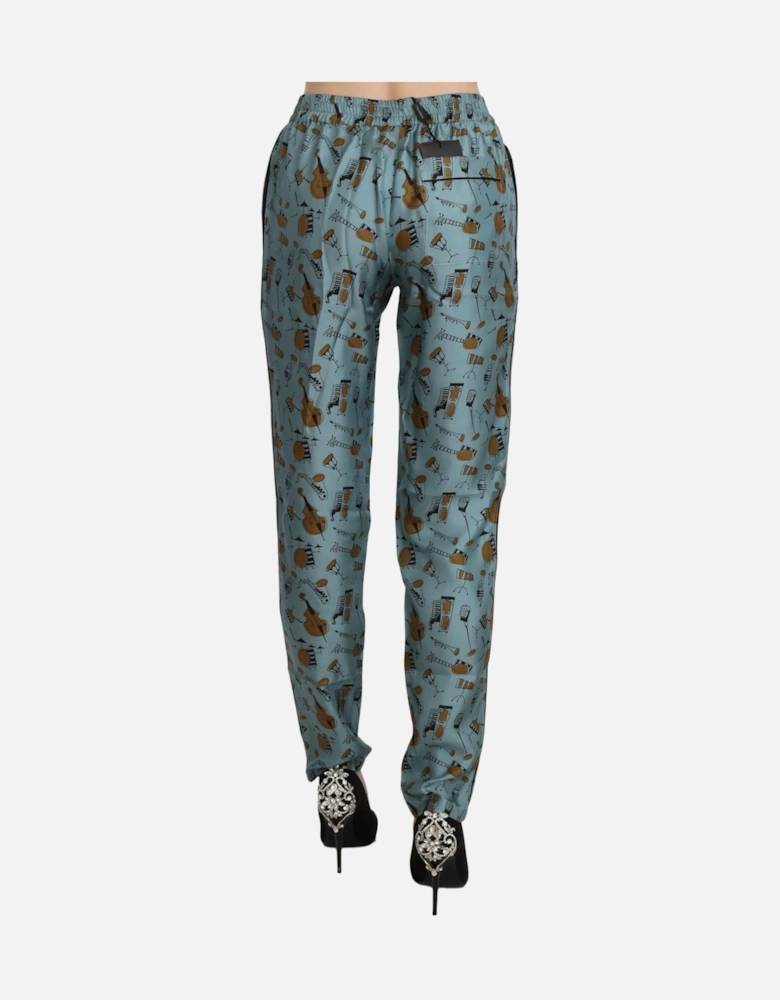 Dolce Gabbana Musical Instruments Print Trousers Women - Blue Jeans