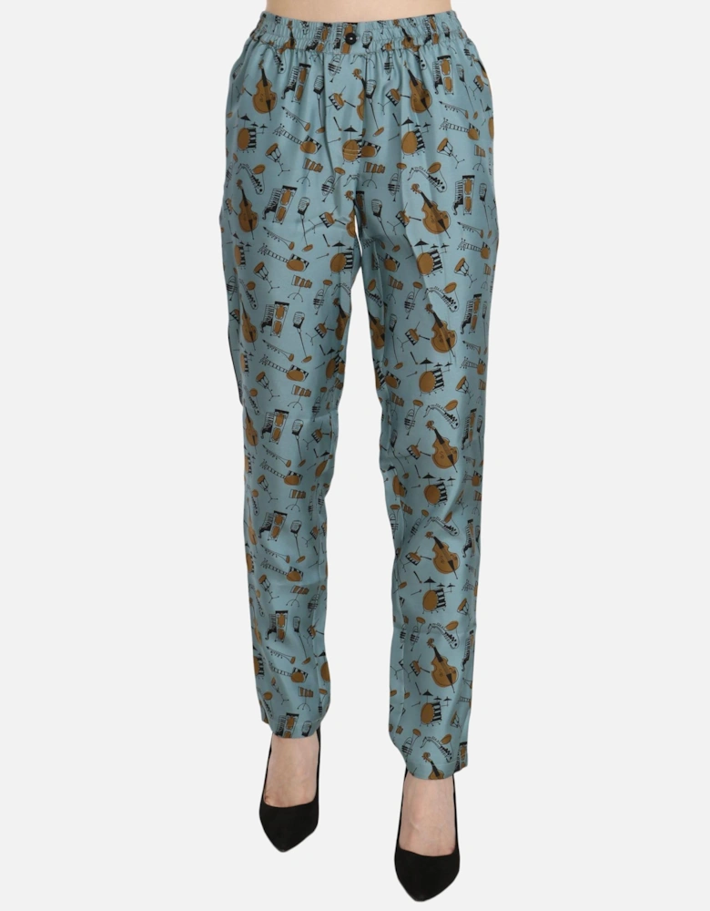 Dolce Gabbana Musical Instruments Print Trousers Women - Blue Jeans