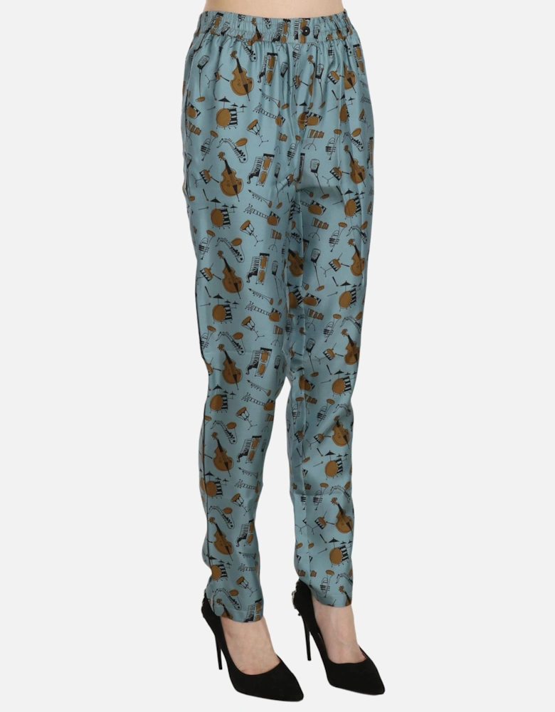 Dolce Gabbana Musical Instruments Print Trousers Women - Blue Jeans