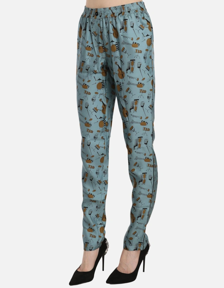 Dolce Gabbana Musical Instruments Print Trousers Women - Blue Jeans