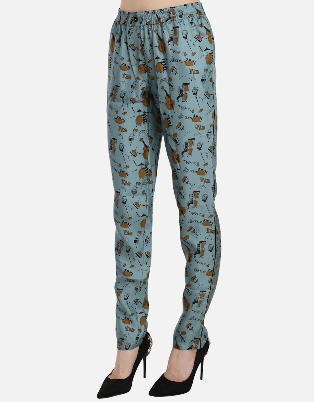 Dolce Gabbana Musical Instruments Print Trousers Women - Blue Jeans