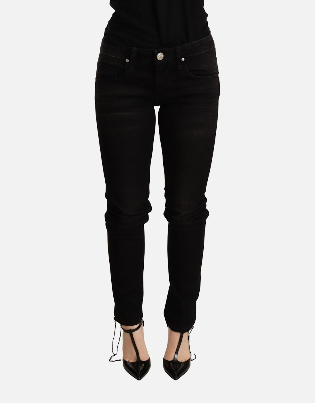 Low Waist Skinny Denim Jeans with Zipper Closure Women - Black Jeans, 4 of 3