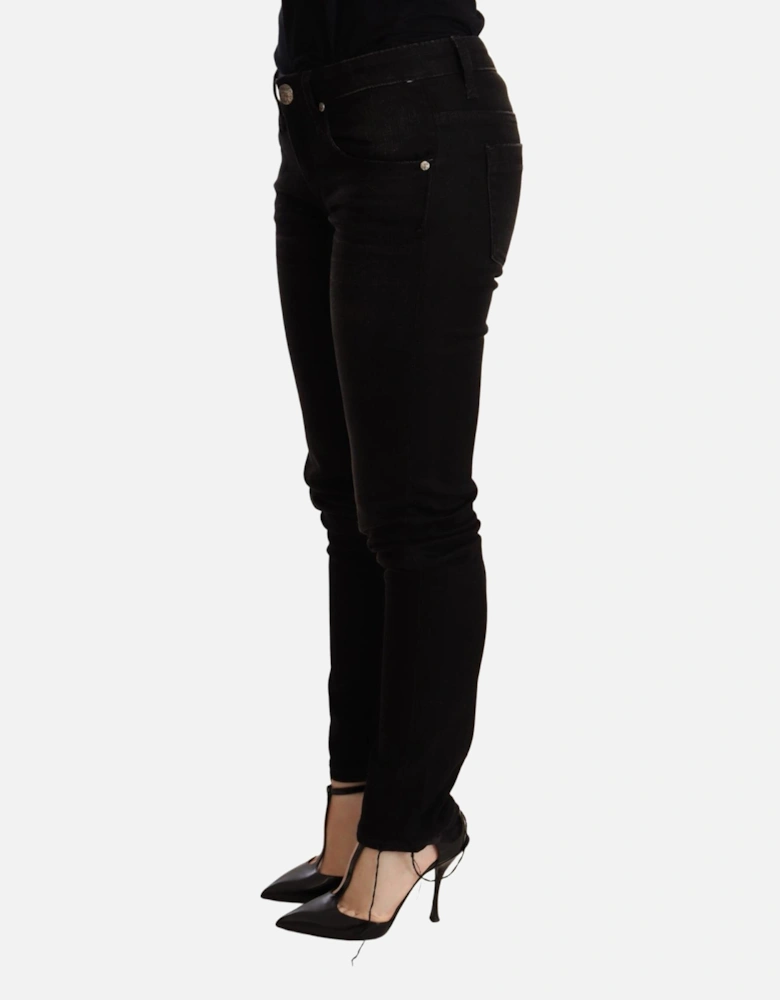 Low Waist Skinny Denim Jeans with Zipper Closure Women - Black Jeans