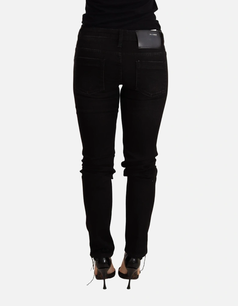 Low Waist Skinny Denim Jeans with Zipper Closure Women - Black Jeans