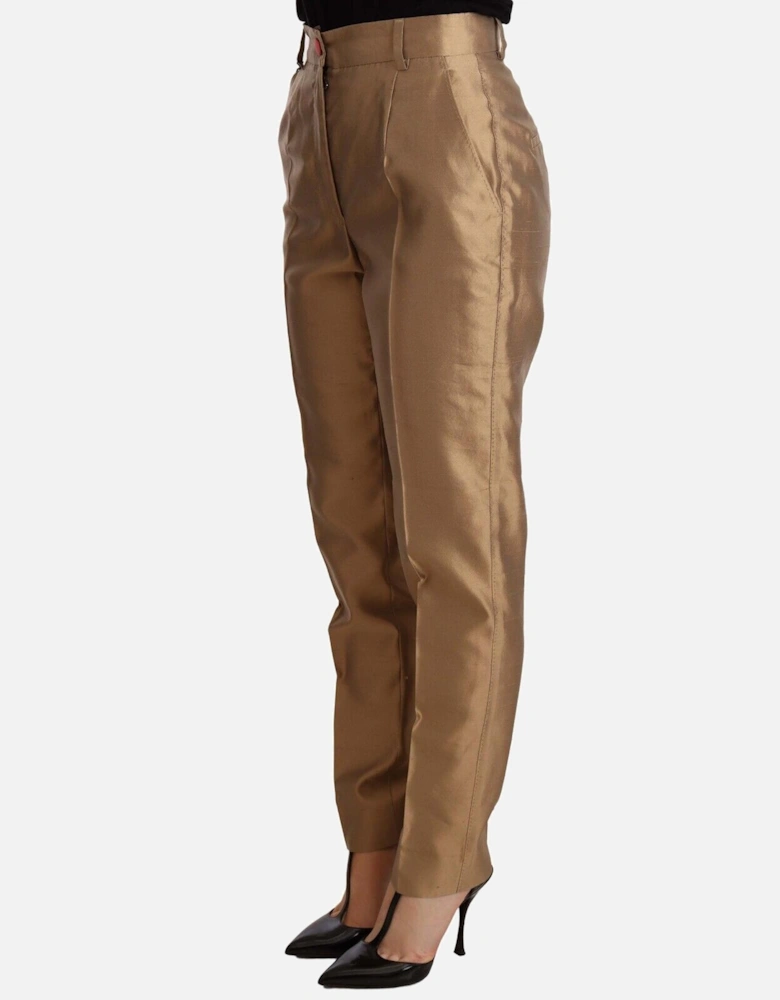 Dolce Gabbana Gold Silk Trousers Women Jeans